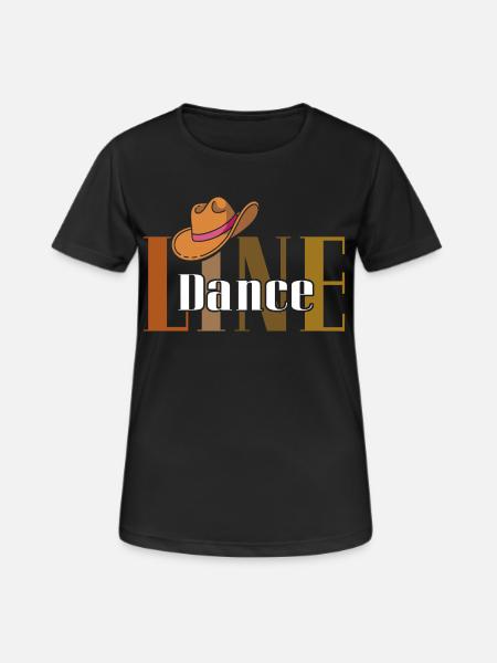 LineDance Cowboy Hut - Frauen T-Shirt atmungsaktiv - Schwarz