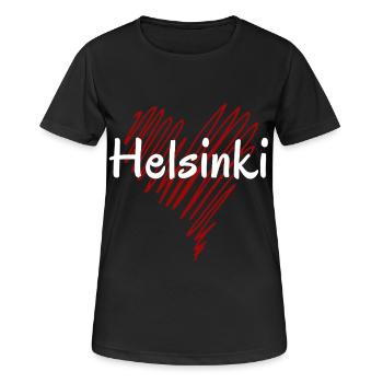 I Love Helsinki, Helsinki Finland - Women's Breathable T-Shirt - black - Front - AI Model Female 172 light (172cm)