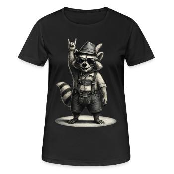 Cool Bavarian raccoon with traditional look - Women's Breathable T-Shirt - black - Front - AI Model Female 172 light (172cm)