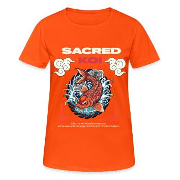 Sacred Koi - T-shirt respirant Femme - orange néon - Devant - AI Model Female 172 dark (172cm)