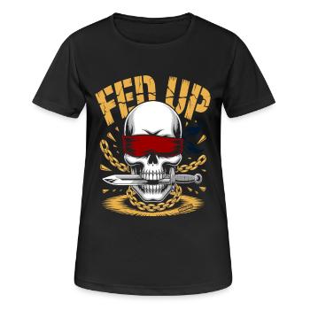 Blinder Schädel mit Kette, Schnauze voll - Frauen T-Shirt atmungsaktiv - Schwarz - Vorne - AI Model Female 172 light (172cm)