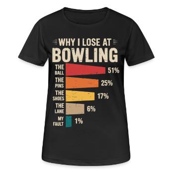 Bowling - Frauen T-Shirt atmungsaktiv - Schwarz - Vorne - AI Model Female 172 light (172cm)
