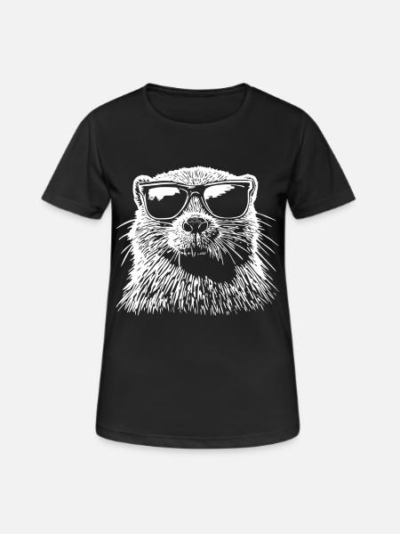 Cool Biber Sonnenbrille - Frauen T-Shirt atmungsaktiv - Schwarz
