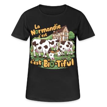 Normandie ist ein bio-tiful humorvolles Geschenk - Frauen T-Shirt atmungsaktiv - Schwarz - Vorne - AI Model Female 172 light (172cm)