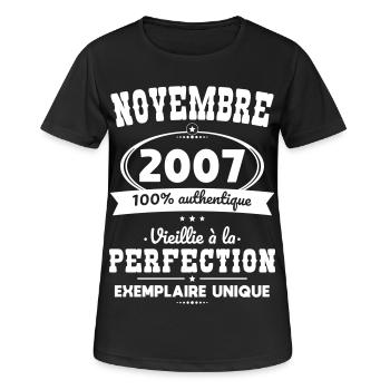 18th Birthday - November 2007 Perfection - Women's Breathable T-Shirt - black - Front - AI Model Female 172 light (172cm)