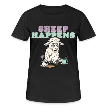 Mouton Arrive Rire Pastel - T-shirt respirant Femme - noir - Devant - AI Model Female 172 light (172cm)
