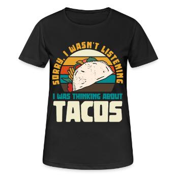 Später Taco Gedankengang Retro Design - Frauen T-Shirt atmungsaktiv - Schwarz - Vorne - AI Model Female 172 light (172cm)