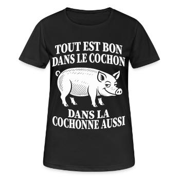 Everything is good in French humor pig - Women's Breathable T-Shirt - black - Front - AI Model Female 172 light (172cm)