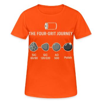 Der Vier-Schritte-Schleifprozess - Frauen T-Shirt atmungsaktiv - Neonorange - Vorne - AI Model Female 172 dark (172cm)