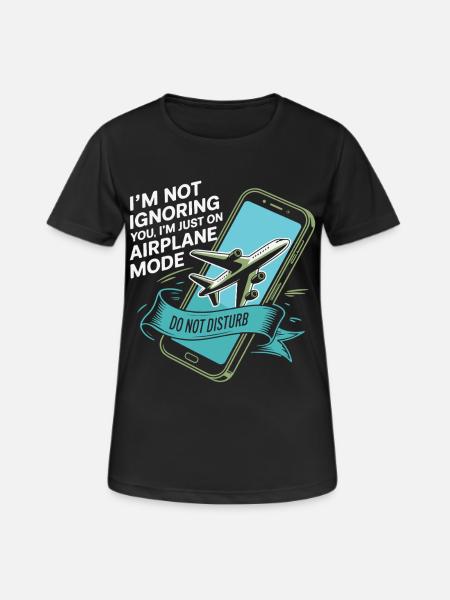 Flugmodus Humor Illustration - Frauen T-Shirt atmungsaktiv - Schwarz