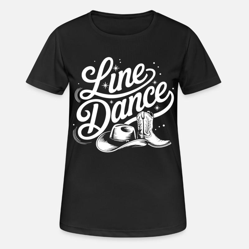 Line Dance Boots Illustration - Women's Breathable T-Shirt - black