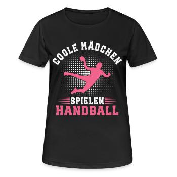 Coole Mädchen Spielen Handball Handballerin  - Frauen T-Shirt atmungsaktiv - Schwarz - Vorne - AI Model Female 172 light (172cm)