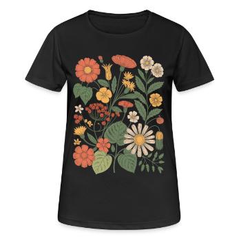 Fleurs Vintage Fleurs Sauvages Nature - T-shirt respirant Femme - noir - Devant - AI Model Female 172 light (172cm)