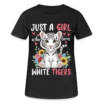 Nur ein Mädchen liebt Weiße Tiger - Frauen T-Shirt atmungsaktiv - Schwarz - Vorne - AI Model Female 172 light (172cm)
