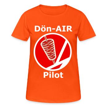 Pilote de Dön-Air - T-shirt respirant Femme - orange néon - Devant - AI Model Female 172 dark (172cm)