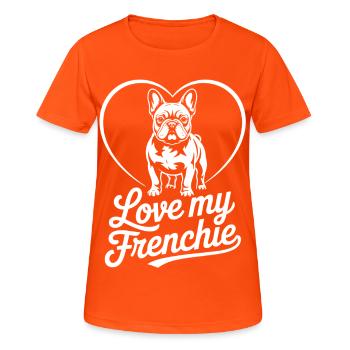 Love My Frenchie Heart Bulldog - T-shirt respirant Femme - orange néon - Devant - AI Model Female 172 dark (172cm)