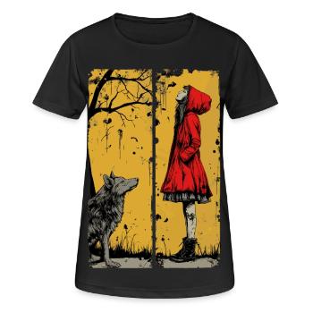 Rotkäppchen und der Wolf - Frauen T-Shirt atmungsaktiv - Schwarz - Vorne - AI Model Female 172 light (172cm)