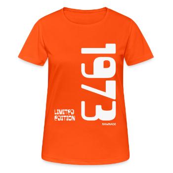 Limited_Edition_1973 - Frauen T-Shirt atmungsaktiv - Neonorange - Vorne - AI Model Female 172 dark (172cm)