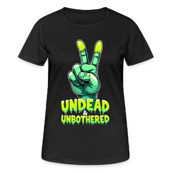 Undead and Unbothered Peace-Zeichen Zombie - Frauen T-Shirt atmungsaktiv - Schwarz - Vorne - AI Model Female 172 light (172cm)