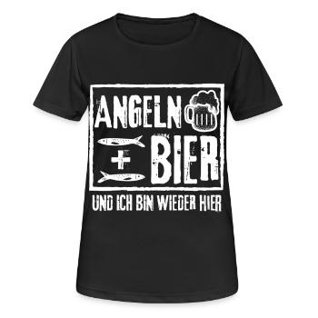 PÊCHE ET BIÈRE ET JE SUIS DE RETOUR ICI - T-shirt respirant Femme - noir - Devant - AI Model Female 172 light (172cm)