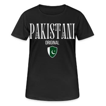 Originaire du Pakistan, j’adore le Pakistan - T-shirt respirant Femme - noir - Devant - AI Model Female 172 light (172cm)