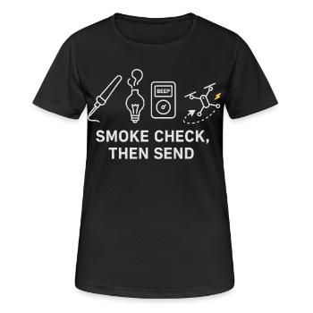 Rauchkontrolle Vor Abflug Motiv - Frauen T-Shirt atmungsaktiv - Schwarz - Vorne - AI Model Female 172 light (172cm)
