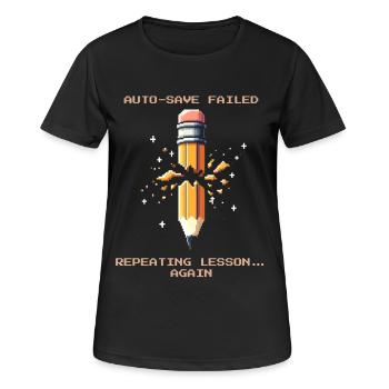 Autosave failed | Repeat lesson - Women's Breathable T-Shirt - black - Front - AI Model Female 172 light (172cm)