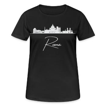 Rome Skyline, Rome Italy - Women's Breathable T-Shirt - black - Front - AI Model Female 172 light (172cm)