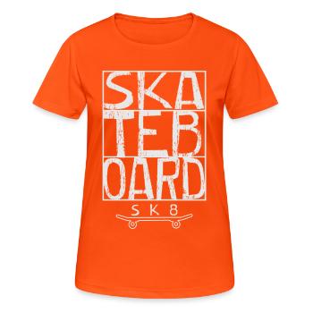 Skateboard - T-shirt respirant Femme - orange néon - Devant - AI Model Female 172 dark (172cm)