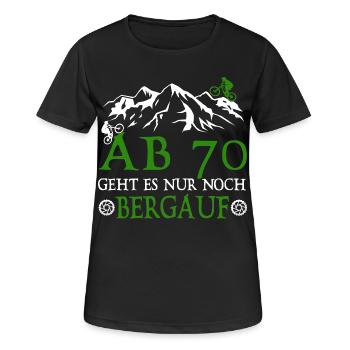 Ab 70 Geht es nur noch Bergauf Geburtstag Biker - Frauen T-Shirt atmungsaktiv - Schwarz - Vorne - AI Model Female 172 light (172cm)