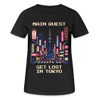 Quête principale : Se perdre à Tokyo | City trip Japon - T-shirt respirant Femme - noir - Devant - AI Model Female 172 light (172cm)