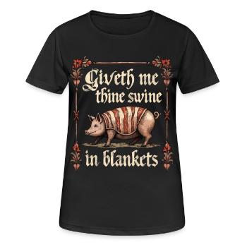 Gib mir dein Schwein in Decken - Frauen T-Shirt atmungsaktiv - Schwarz - Vorne - AI Model Female 172 light (172cm)