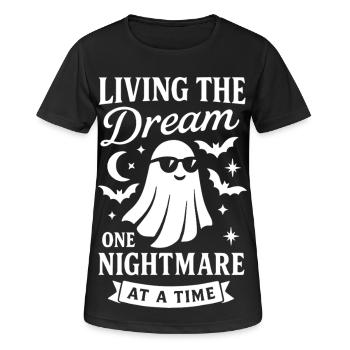Den Traum leben, einen Albtraum nach dem anderen - Frauen T-Shirt atmungsaktiv - Schwarz - Vorne - AI Model Female 172 light (172cm)