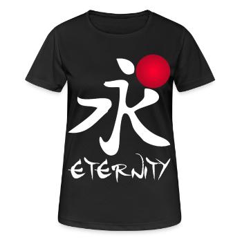 Ewigkeit in roter Kalligraphie - Frauen T-Shirt atmungsaktiv - Schwarz - Vorne - AI Model Female 172 light (172cm)