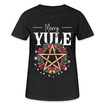 Frohes Julfest Weihnachtszeit Weihnachtssonnenwende - Frauen T-Shirt atmungsaktiv - Schwarz - Vorne - AI Model Female 172 light (172cm)