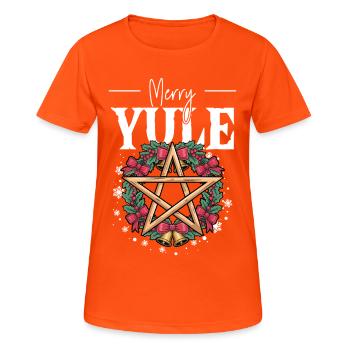Frohes Julfest Weihnachtszeit Weihnachtssonnenwende - Frauen T-Shirt atmungsaktiv - Neonorange - Vorne - AI Model Female 172 dark (172cm)
