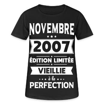 18th Birthday - November 2007 Perfection - Women's Breathable T-Shirt - black - Front - AI Model Female 172 light (172cm)