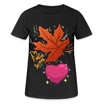 I’m Falling in Love - maple leaf falling in love - Women's Breathable T-Shirt - black - Front - AI Model Female 172 light (172cm)
