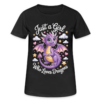 Juste une fille qui aime les dragons Chemise de dragon mignon - T-shirt respirant Femme - noir - Devant - AI Model Female 172 light (172cm)