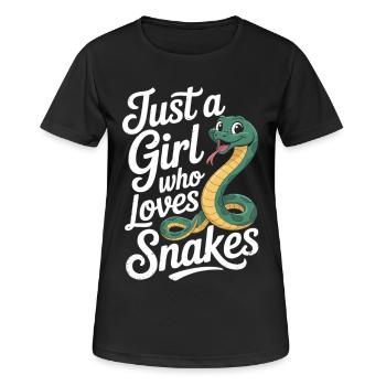 Snake Lover Shirt für Herp Girls und Reptilienfans - Frauen T-Shirt atmungsaktiv - Schwarz - Vorne - AI Model Female 172 light (172cm)