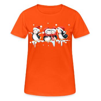 Drôle de pinguin Noël - T-shirt respirant Femme - orange néon - Devant - AI Model Female 172 dark (172cm)