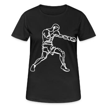 Boxer Zeichnung - Frauen T-Shirt atmungsaktiv - Schwarz - Vorne - AI Model Female 172 light (172cm)