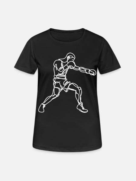 Boxer Zeichnung - Frauen T-Shirt atmungsaktiv - Schwarz