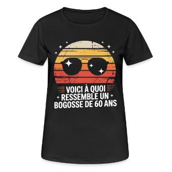 Bogosse 60 Jahre Retro Sonne - Frauen T-Shirt atmungsaktiv - Schwarz - Vorne - AI Model Female 172 light (172cm)