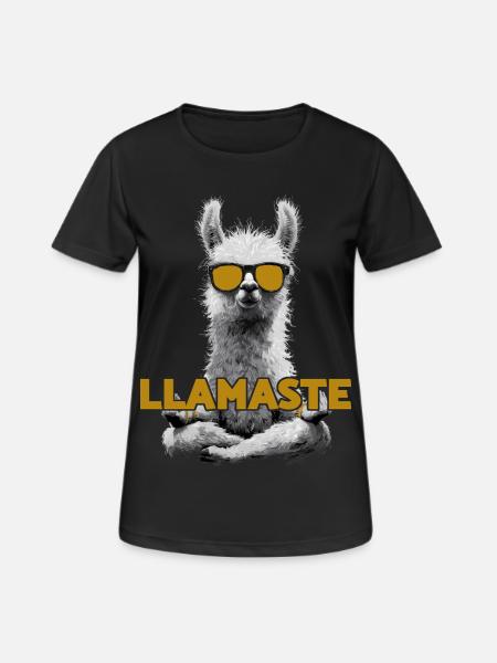 Llamaste – Lama de yoga avec lunettes de soleil - T-shirt respirant Femme - noir