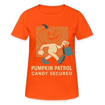 Patrouille de citrouilles Bonbons Sécurisé Drôle Halloween - T-shirt respirant Femme - orange néon - Devant - AI Model Female 172 dark (172cm)