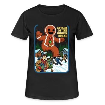 Angriff des Lebkuchens - Frauen T-Shirt atmungsaktiv - Schwarz - Vorne - AI Model Female 172 light (172cm)