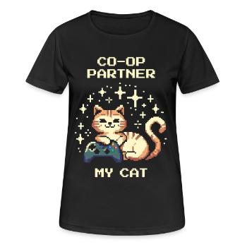 Co-op-Partner: Meine Katze | Couch Co-Op - Frauen T-Shirt atmungsaktiv - Schwarz - Vorne - AI Model Female 172 light (172cm)