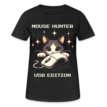 Mausjäger USB-Edition | Katzen Gaming Humor - Frauen T-Shirt atmungsaktiv - Schwarz - Vorne - AI Model Female 172 light (172cm)