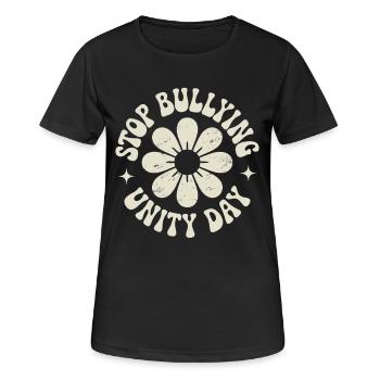 Gegen Mobbing Harmonie Zusammenhalt Botschaft - Frauen T-Shirt atmungsaktiv - Schwarz - Vorne - AI Model Female 172 light (172cm)